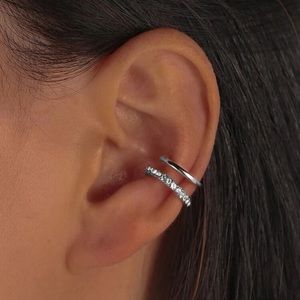 (5 Pack) Silvertone Rhinestone Encrusted Ear Cuff
